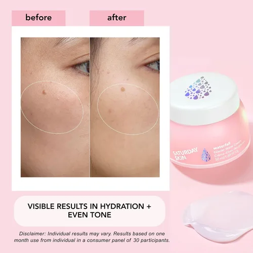 Vista 5 de Saturday Skin Waterfall Glacier Water Crema facial – Hidratante facial coreano sin aceite para piel grasa, hidratante facial de gel ligero y lindo