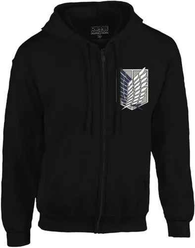 Vista 2 de Ripple Junction Attack on Titan Men's Authentic Full Zip-Up Survey Corps Front & Back Hooded Sweatshirt Officially Licensed
