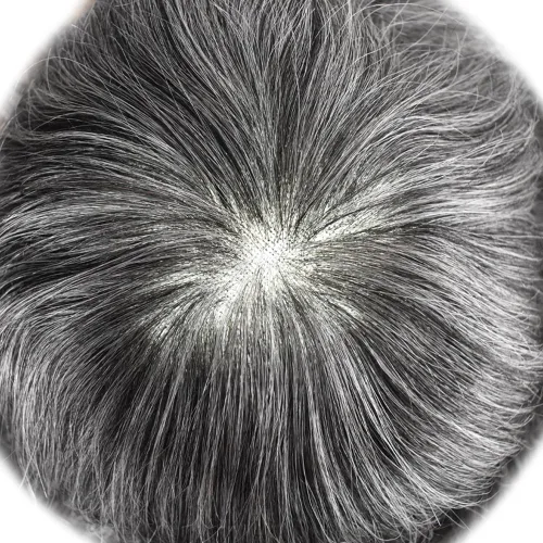 Vista 4 de Sistema de reemplazo de cabello humano para hombre, sistema de cabello fino mono para hombre, pelo de tupé recubierto de poliuretano para hombres