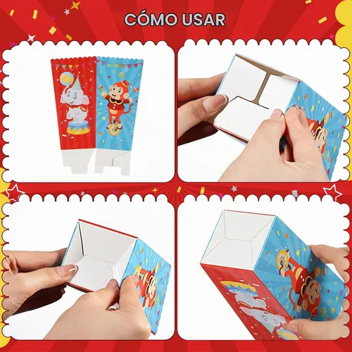 Vista 4 de Tiamon 32 piezas de suministros de fiesta de carnaval, cajas de palomitas de maíz de circo, cajas de papel de circo de 6 pulgadas, cajas de dulces
