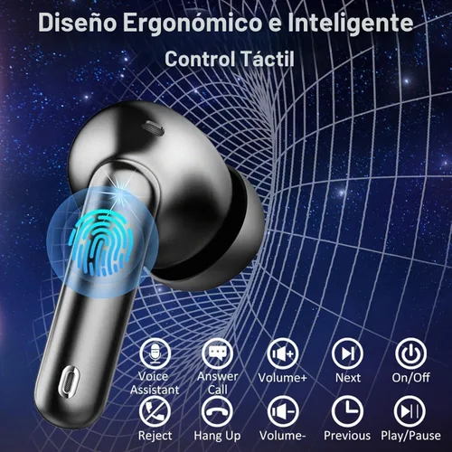 Vista 2 de Auriculares inalámbricos Bluetooth con cancelación de ruido, auriculares Bluetooth 5.4 con controladores dinámicos estéreo, 40H de tiempo