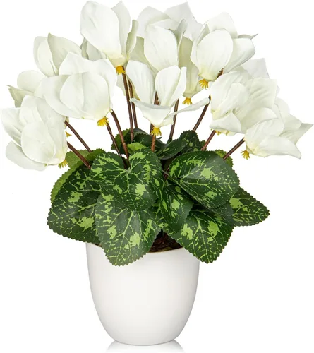 Vista 12 de Hollyone Flores artificiales de hortensias azules en maceta, flores grandes de seda de tres cabezas, arreglos florales falsos para interiores