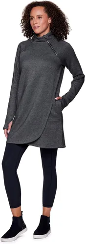 Vista 3 de RBX Active - Vestido tipo túnica de forro polar con cremallera de 14 para mujer, vestido tipo suéter con bolsillos