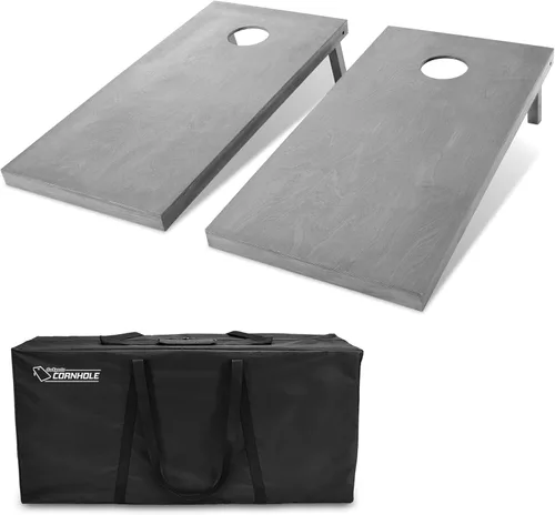 Vista 9 de GoSports 4 ft x 2 ft Regulation Size Wooden Cornhole Boards Set with Light Gray Finish - Includes Carrying Case Estrellas y rayas americanas