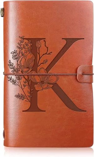 Vista 12 de Booson Diario de viaje inicial de cuero, cuaderno personalizado con monograma, regalos de apreciación, diario recargable personalizado, bloc