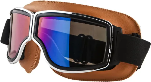 Vista 8 de Anteojos de seguridad para motociclismo, motonetas, medio casco clásico para Vespa, estilo aviador, plegable con lentes transparentes