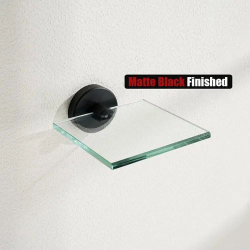Vista 6 de JQK Pequeños estantes flotantes de vidrio negro, repisas de exhibición de 4 pulgadas para pared, mini decoración, sala de estar, dormitorio, baño