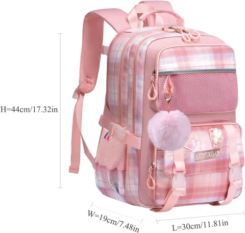 Vista 7 de KEBEIXUAN Linda mochila para niñas escolares, mochila con múltiples bolsillos para niños, mochila de gran capacidad para niñas de 6 a 12 años
