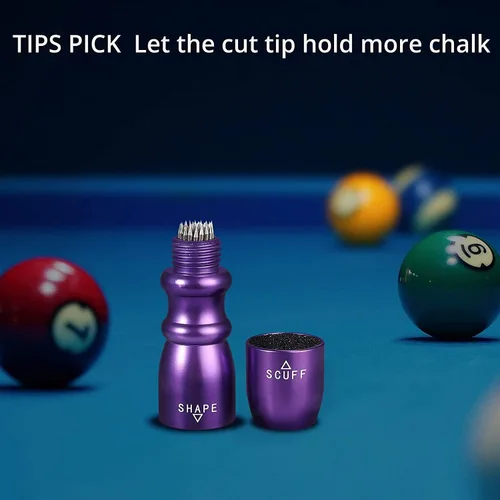 Vista 5 de 3 en 1 Billar Cue Tip Herramienta Billar Taco Accesorios Shaper/Scuffer/Aireador Púrpura