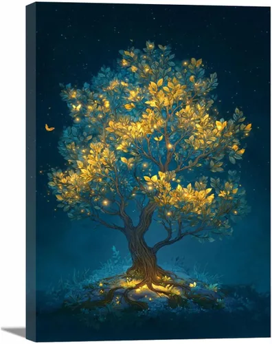 Vista 7 de VOCBAN Abstract Tree Landscape Painting On Canvas Poster Wall Artworks Pictures Living Room and Bedroom Picture Prints for Walls(blue blue 109