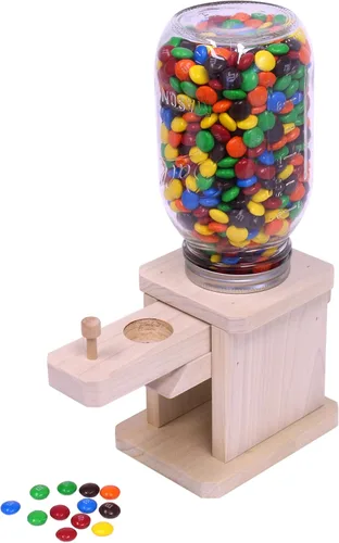 Vista 2 de Dispensador de dulces en tarro hecho en Amish, ideal para M&M, cacahuetes o gomitas