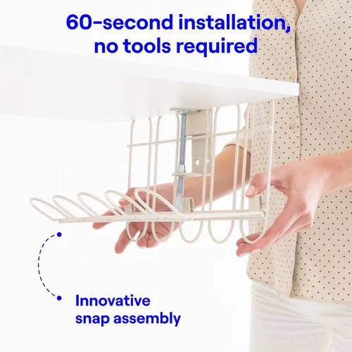 Vista 9 de CarryUp - Bandeja para cables debajo del escritorio para dormitorio, color Crema