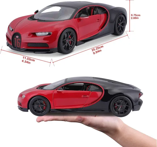 Vista 9 de Maisto Bugatti Chiron Sport 1/18 Modelo de coche fundido a presión, color negro/rojo (18-11044-00000022)
