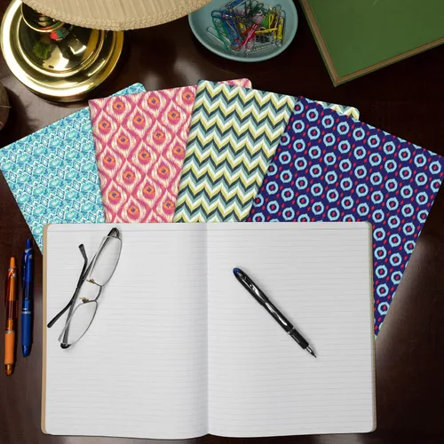 Vista 3 de Elan Publishing Company Cuaderno de campo - 8 x 10 pulgadas - Fundas Ikat - Forrado - Paquete de 5
