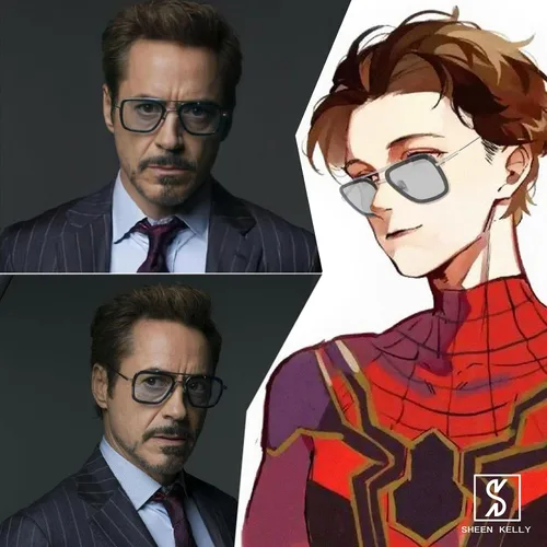Vista 3 de SHEEN KELLY Trendy Square Pilot Sunglasses Men Women Vintage Rectangular Metal Frame Shades Eye Glasses Tony Stark