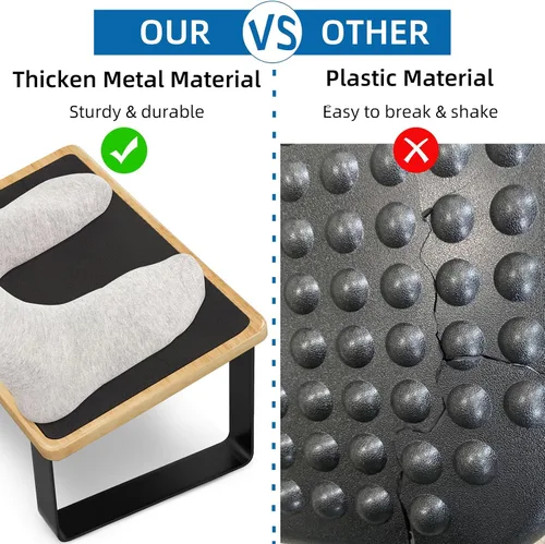 Vista 2 de Reposapiés para debajo del escritorio en el trabajo, taburetes ergonómicos de madera con metal con superficie de goma antideslizante, reposapiés