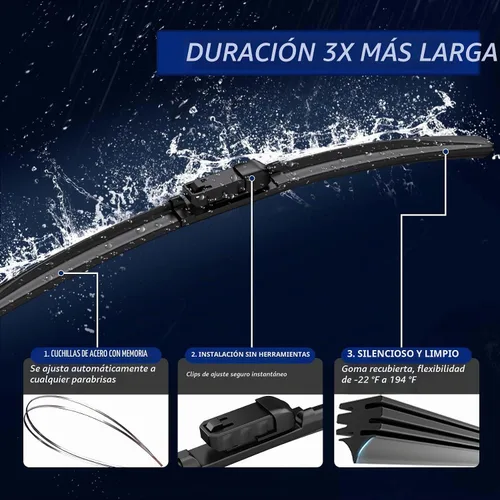 Vista 4 de Limpiaparabrisas delanteros y traseros, 3 piezas de repuesto para limpiaparabrisas delanteros y traseros para Audi Q3 2015-2018, limpiaparabrisas