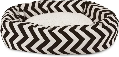 Vista 2 de Cama para perro de 24 pulgadas, color negro Chevron Sherpa Bagel