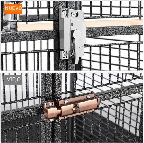 Vista 6 de Jaula para pájaros y accesorios de Yaheetech. Ideal para loros, cacatúas, periquitos., Negro