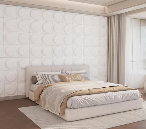 Vista 8 de Paneles acústicos 3D de pared, paquete de 12 paneles acústicos de arte circular de 12 x 12 pulgadas para decoración de pared interior, paneles
