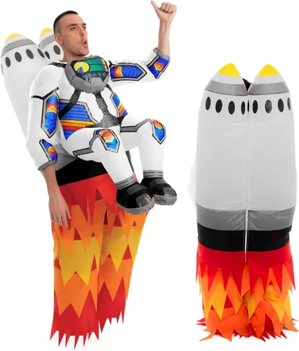 Vista 5 de Spooktacular Creations - Disfraz inflable de astronauta para niños y Blanco