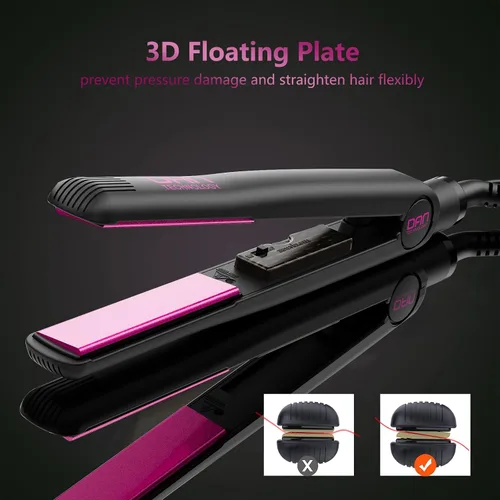 Vista 2 de DAN Technology Plancha plana de cerámica de 1 pulgada, plancha de pelo de temperatura ajustable de 500 grados, calentamiento rápido, doble voltaje