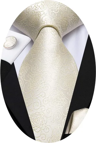 Vista 56 de Hi-Tie Conjunto de corbatas de seda con estampado paisley para hombre, pañuelo de bolsillo y gemelos, conjuntos de corbata formal para negocios a