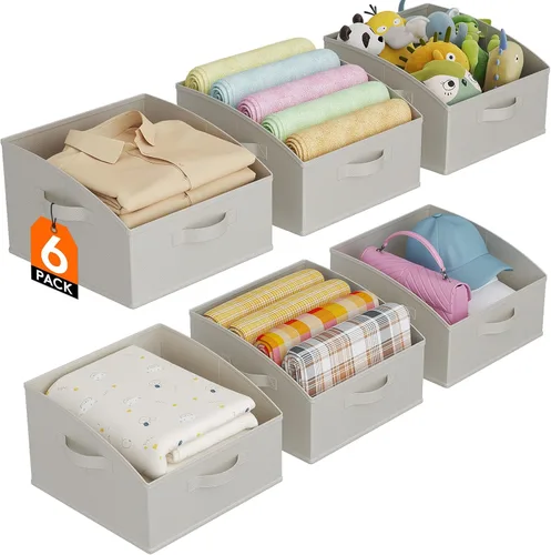 Vista 17 de Lifewit - Cestas organizadoras para armario, cestas trapezoidales medianas de almacenamiento para estante, paquete de 6 unidades, cestas