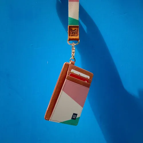 Vista 6 de Cartera delgada minimalista con bloqueo RFID, de cuero, con bolsillo frontal elástico, para mujer, Geometry, Minimalista