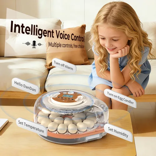 Vista 4 de Incubadoras para incubar huevos con asistente de voz inteligente, incubadora de 26 huevos con girador automático de huevos y control de humedad
