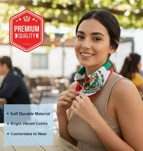 Vista 3 de Costume Adventure Bandana con bandera mexicana, bandana mexicana para hombres o mujeres, talla única