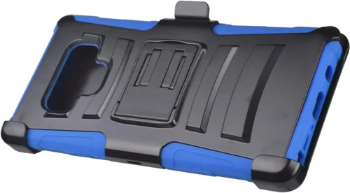Vista 3 de Compatible con Samsung Galaxy Note 9 SM-N960 Note9 - Funda híbrida con soporte y clip para cinturón - CV1 Azul