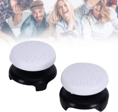 Vista 2 de ASHATA 2Pcs Thumbstick Extender for, 3D Texture Thumb Grip Stick Joystick Thumbstick for PlayStation 5 Controller (White)