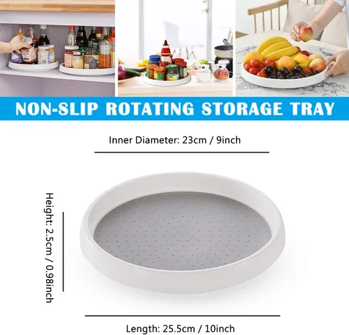 Vista 2 de Pantry Lazy-Susan - Organizador de gabinete giratorio – Estante de especias antideslizante de 10 pulgadas – 2 unidades Lazy Susans para refrigerador