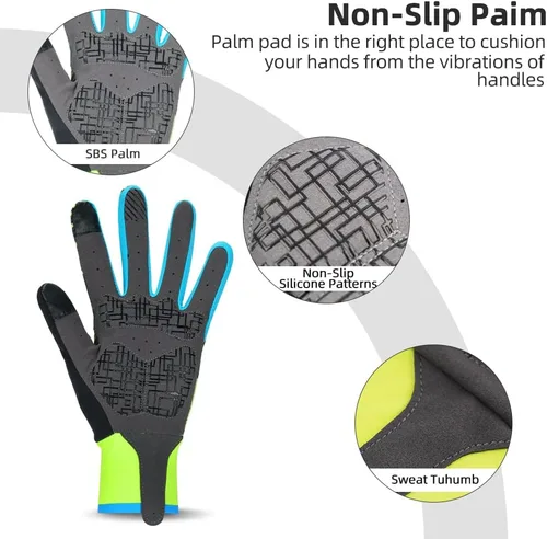 Vista 4 de Darevie Guantes de ciclismo, guantes de ciclismo para hombres y mujeres, con pantalla táctil, guantes de bicicleta de montaña con dedo completo