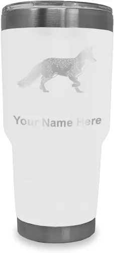 Vista 17 de LaserGram Vaso aislado al vacío de 20 onzas, zorro, grabado personalizado incluido (negro)
