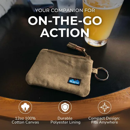 Vista 19 de KAVU Stirling Cartera delgada de lona de algodón con cremallera de doble cara