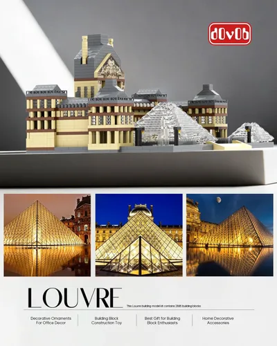 Vista 5 de dOvOb Juego de micro bloques de construcción de Louvre de arquitectura (2885 piezas) - Modelo arquitectónico de fama mundial juguetes regalos