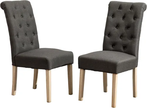 Vista 15 de Roundhill Furniture - Silla de comedor parsons de madera maciza costumbrista y tapizado estilo capitoné (juego de 2), azul