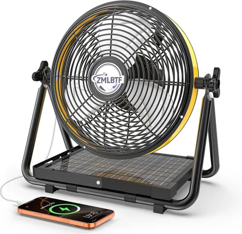 Vista 12 de Ventilador de camping solar de 16 pulgadas con panel solar Amarillo-16