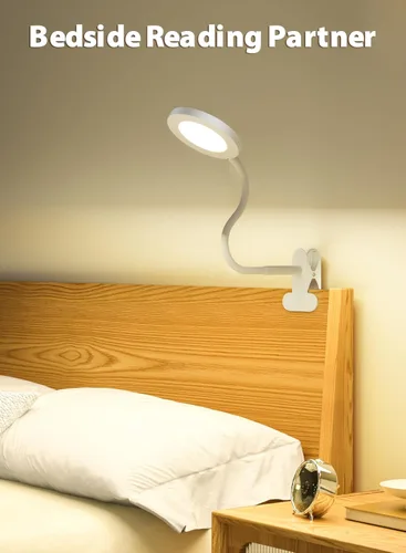 Vista 6 de deeloop Luz LED con clip, 100% infinita regulable para libros de lectura en cabecera de cama, lámpara de escritorio de control táctil de 450 lm