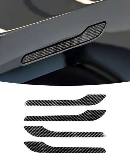 Vista 11 de Cubierta de Manija de Puerta, Juego de Protector de Borde de Manija de Puerta de Fibra de Carbono Mate Real Compatible con Tesla Model Y Model 3