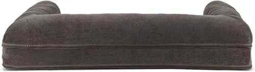 Vista 4 de Furhaven Cama ortopédica de espuma para perros, estilo sofá, de sherpa y chenilla, estilo caja de huevos, café, L