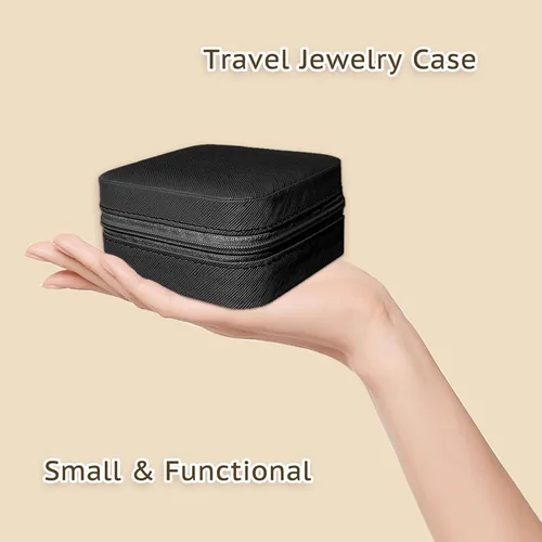 Vista 2 de Joyero pequeño de viaje, mini joyero portátil de cuero, organizador de anillos, estuche organizador de anillos, cajas de regalo para niñas