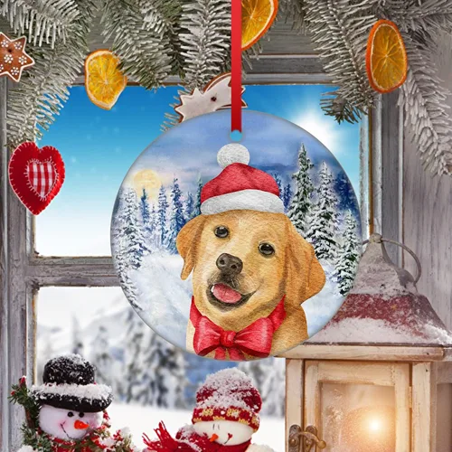 Vista 4 de Labrador Retriever Adorno de Navidad para perro para decoración del árbol de Navidad, copo de nieve, adorno de Navidad de invierno, adorno colgante