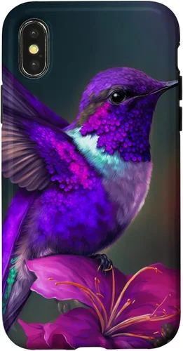 Vista 5 de Funda púrpura para iPhone XR para colibrí