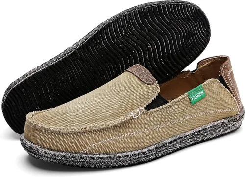 Vista 7 de Zapatos de lona sin cordones, antideslizantes, informales, planos, para exteriores, mocasines casuales para hombre de JAMONWU