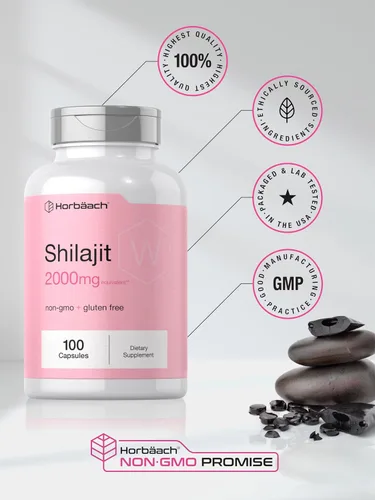Vista 6 de Horbaach Shilajit para mujer 100 cápsulas Suplemento sin OMG, sin gluten