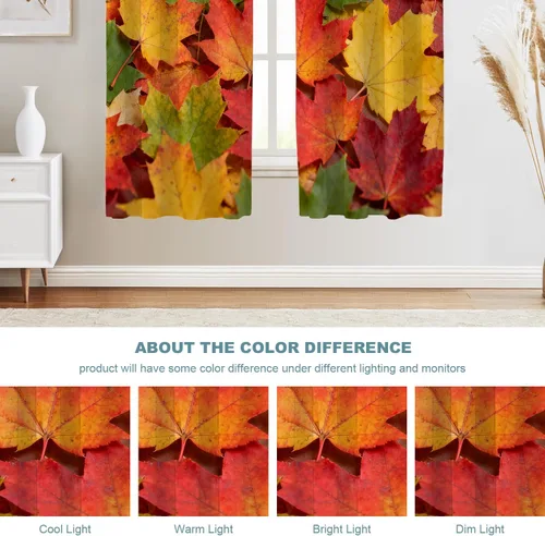 Vista 268 de Shrahala Orange Autumn Autumn Blackout Curtain Tiers, Fall Kitchen Valance Light Blocking Tier Drapes with Rod Pocket, 2 Pack 26 X 24 in