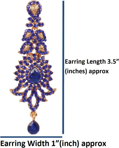 Vista 5 de Touchstone "Hollywood Glamour Oscar Collection", aretes de araña extra largos con diseño de cachemira india, joyería nupcial en tono dorado antiguo